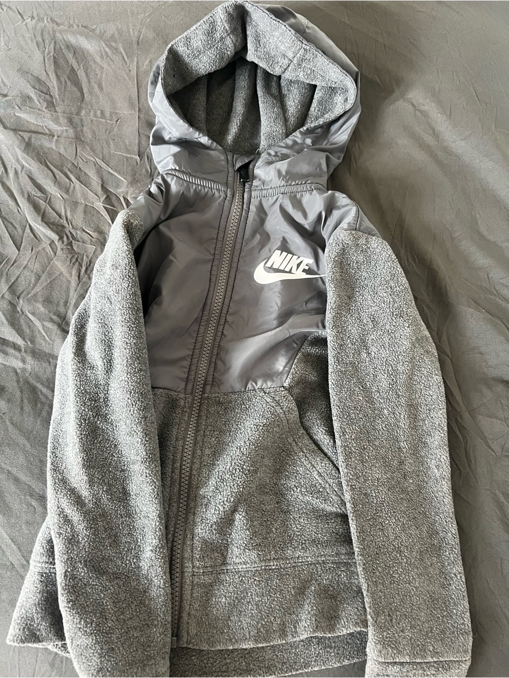 Nike Gray Hooded Fleece Jacket for Kids
